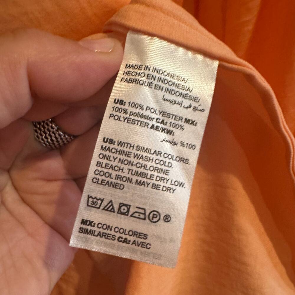 Chico's Top Orange V-Neck Button Front Tie Cuff Long Sleeve Sz 18 Women's - Picture 3 of 5